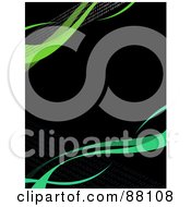 Royalty Free RF Clipart Illustration Of A Black Background With Diagonal Green Swooshes