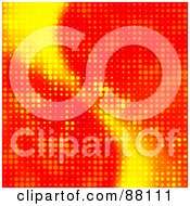 Royalty Free RF Clipart Illustration Of A Bright Red And Yellow Glowing Halftone Background