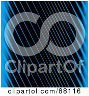Royalty Free RF Clipart Illustration Of A Background Of Blue Diagonal Stripes Over Black With Blue Edges