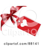 Poster, Art Print Of Heart Gift Tag Attached To A Red Bow