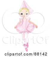 Royalty Free RF Clipart Illustration Of A Pretty Blond Ballerina Girl Wearing A Conical Hat