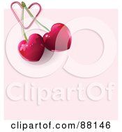 Poster, Art Print Of Heart Paperclip Attaching Cherries To A Pink Note
