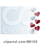 Royalty Free RF Clipart Illustration Of A Gray Background With Silver And Red Hearts On The Right Side