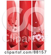 Poster, Art Print Of Digital Collage Of Vertical Red Heart Valentines Day Borders