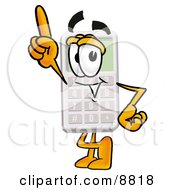 Poster, Art Print Of Calculator Mascot Cartoon Character Pointing Upwards