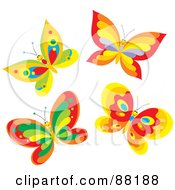 Royalty Free RF Clipart Illustration Of A Group Of Happy Colorful Fluttery Butterflies