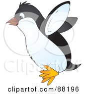Royalty Free RF Clipart Illustration Of A Cute Penguin Jumping by Alex Bannykh