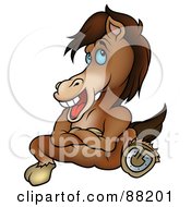 Royalty Free RF Clipart Illustration Of A Stubborn Brown Horse Kicking Out A Hoof