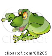 Poster, Art Print Of Green Frog Crouching And Pointing