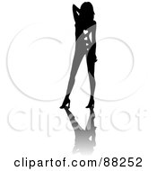 Black Sexy Silhouetted Woman With Hearts On Her Torso Posing In Heels