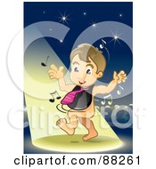 Poster, Art Print Of Baby Boy Dancing In The Spotlight Wearing A Bib And Tie