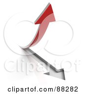 Poster, Art Print Of Red 3d Arrow Lifting Up From A White Background