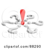 Poster, Art Print Of 3d Question Marks Circling A Red Exclamation Point