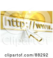 Poster, Art Print Of 3d White And Gold Arrow Pointing To A Website Address Bar