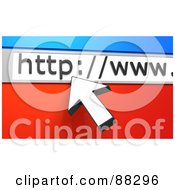 Poster, Art Print Of 3d White Arrow Cursor Pointing To A Url Bar Over Blue And Red