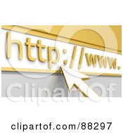 3d Cursor Arrow Pointing To A Golden Website Address Bar