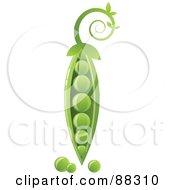 Royalty Free RF Clipart Illustration Of A Shiny Green Pea With Pods Inside And Below