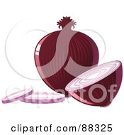 Poster, Art Print Of Whole Shiny Red Onion By A Sliced Onion