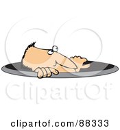 Royalty Free RF Clipart Illustration Of A Caucasian Man Emerging From A Manhole