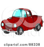 Poster, Art Print Of Vintage Red Pickup Truck With A Metal Grille