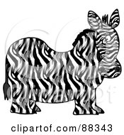 Royalty Free RF Clipart Illustration Of A Chubby Zebra Its Body In Profile His Head Looking At The Viewer