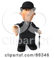 Royalty Free RF Clipart Illustration Of A 3d Guy Gentleman Holding His Thumb Down by Julos