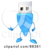 Royalty Free RF Clipart Illustration Of A 3d Blue USB Character Gesturing