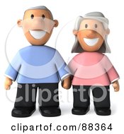 3d Senior Couple Holding Hands And Facing Front