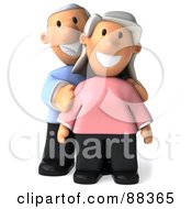 Royalty Free RF Clipart Illustration Of A 3d Senior Couple Standing And Facing Front