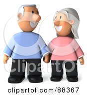 Royalty Free RF Clipart Illustration Of A 3d Senior Couple Holding Hands And Smiling At Each Other