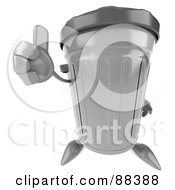 Royalty Free RF Clipart Illustration Of A 3d Trash Can Holding His Thumb Up
