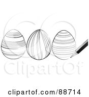 Poster, Art Print Of Pen Sketching Black And White Easter Eggs