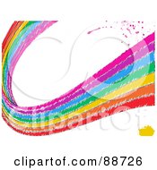 Poster, Art Print Of Grungy Sketched Rainbow Curving Over White With Splatters