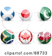 Digital Collage Of Shiny 3d Scotland Japan Pakistan South African Canada And Whales Spheres