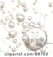 Poster, Art Print Of Background Of Shiny Chrome Bubbles Over White