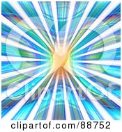 Poster, Art Print Of Blue And Green Vortex With White Zoom Lines