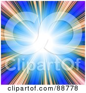 Poster, Art Print Of Bright White With Gradient Rays Over Blue