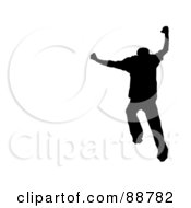 Poster, Art Print Of Jumping Silhouetted Man Over White