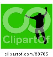 Poster, Art Print Of Jumping Silhouetted Man Over Green