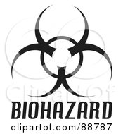Black Bio Hazard Symbol With Text Over White