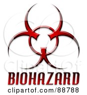 Poster, Art Print Of Red Bio Hazard Symbol With Text Over White