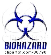 Poster, Art Print Of Blue Bio Hazard Symbol And Text