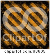 Royalty Free RF Clipart Illustration Of A Grungy Diagonal Hazard Stripes Background With Dark Edges