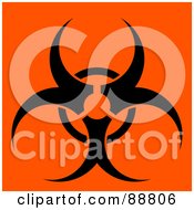 Royalty Free RF Clipart Illustration Of A Black Bio Hazard Symbol Over Orange