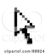 Black Pixelated Cursor Over White