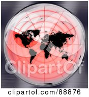 Royalty Free RF Clipart Illustration Of A Black Atlas On A Red Radar Screen by Arena Creative