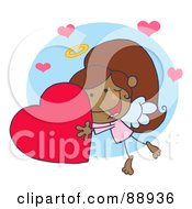 Poster, Art Print Of Sweet Black Female Stick Cupid Holding A Heart