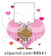 Poster, Art Print Of Black Male Stick Cupid Holding A Blank Sign