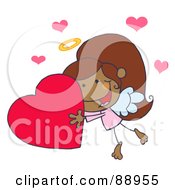 Poster, Art Print Of Black Female Stick Cupid Holding A Heart