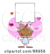 Poster, Art Print Of Hispanic Female Stick Cupid Holding A Blank Sign
